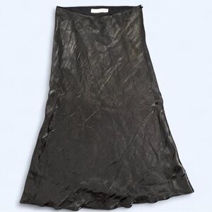 Essue Black Asymmetrical Midi Slip Skirt